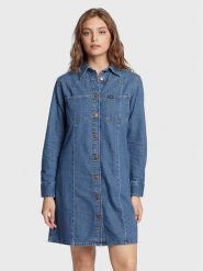 Wrangler Sukienka jeansowa Western W24JLLX8E 112320712 Niebieski Regular Fit. Niebieskie sukienki damskie Wrangler, bez wzorów, z bawełny, bez ramiączek. Za 279.99 zł.