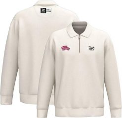 Bluza z zamkiem 1/4 – Polo – Organiczna – Dla dorosłych (Biała). Białe bluzy damskie SURF MONKEY, l, z aplikacjami, z bawełny, bez kaptura. Za 349.95 zł.