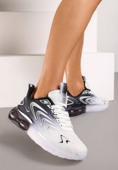 Biało-Czarne Buty Sportowe Sneakersy na Płaskiej Podeszwie ze Sznurowaniem Risannie. Białe obuwie sportowe casual damskie Renee, z dresówki. Za 119.99 zł.