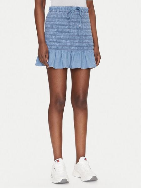 Tommy Jeans Spódnica mini DW0DW20273 Niebieski Regular Fit. Niebieskie spódnice damskie Tommy Jeans, s, bez wzorów, z bawełny, mini. Za 219.99 zł.