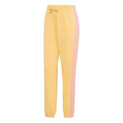 Damskie spodnie dresowe z omszałym wykończeniem adidas Essentials 3-Stripes. Brązowe spodnie sportowe damskie Adidas, l, bez wzorów, z dresówki, na fitness i siłownię. Za 231.55 zł.
