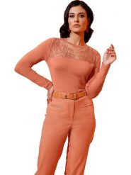 WITT WEIDEN Sweter w kolorze pomarańczowym rozmiar: 48. Pomarańczowe swetry klasyczne damskie WITT WEIDEN, z koronki, bez kołnierzyka. Za 118.56 zł.