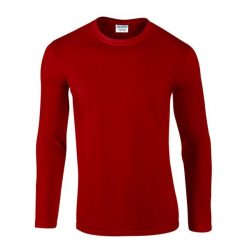Koszulka Z Długim Rękawem Unisex Softstyle Dla Dorosłych. Czerwone bluzki damskie GILDAN, xl, bez wzorów, sportowe, bez kołnierzyka, bez ramiączek. Za 65.99 zł.