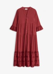 Długa sukienka z czystej bawełny. Czarne sukienki damskie bonprix, w ażurowe wzory, z bawełny, bez ramiączek. Za 259.99 zł.
