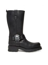 NEW ROCK Kozaki M-7610-S1 Czarny. Czarne kozaki damskie NEW ROCK, ze skóry, bez obcasa, na płaskiej podeszwie, bez zapięcia. Za 1,149.00 zł.