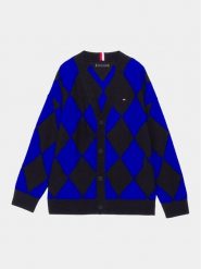 Tommy Hilfiger Kardigan KB0KB08622 Granatowy Regular Fit. Niebieskie swetry chłopięce Tommy Hilfiger, z wełny, bez kołnierzyka. Za 279.99 zł.