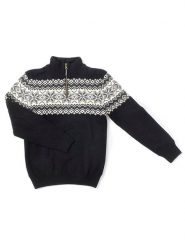 COLD Sweter "Bodö" w kolorze czarno-białym rozmiar: 40. Białe swetry klasyczne damskie COLD, z wełny, bez kołnierzyka. Za 239.99 zł.