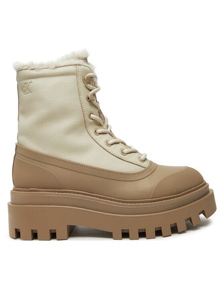 Calvin Klein Jeans Trapery Flatform Lace Up Boot Padded YW0YW01557 Beżowy. Brązowe trapery damskie Calvin Klein Jeans, z jeansu, bez zapięcia. Za 469.99 zł.