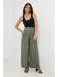 Lin Passion Lniane spodnie w kolorze khaki rozmiar: 34/36. Brązowe spodnie materiałowe damskie Lin Passion, bez wzorów, ze lnu. Za 130.99 zł.