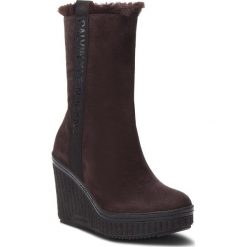 Kozaki CALVIN KLEIN JEANS - Shuana RE9767 Dark Brown. Brązowe kozaki damskie Calvin Klein Jeans, z jeansu. Za 769.00 zł.