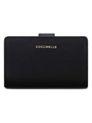 COCCINELLE Skórzany portfel w kolorze czarnym - 13 x 9 cm rozmiar: onesize. Czarne portfele damskie Coccinelle, bez wzorów, z materiału. Za 439.24 zł.