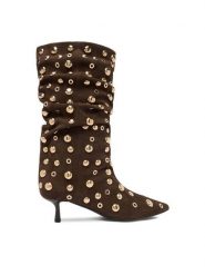 Eva Minge Botki EO-TESS-2117-05 Brązowy. Brązowe botki damskie Eva Minge, ze skóry, bez obcasa, na szpilce, bez zapięcia. Za 649.99 zł.