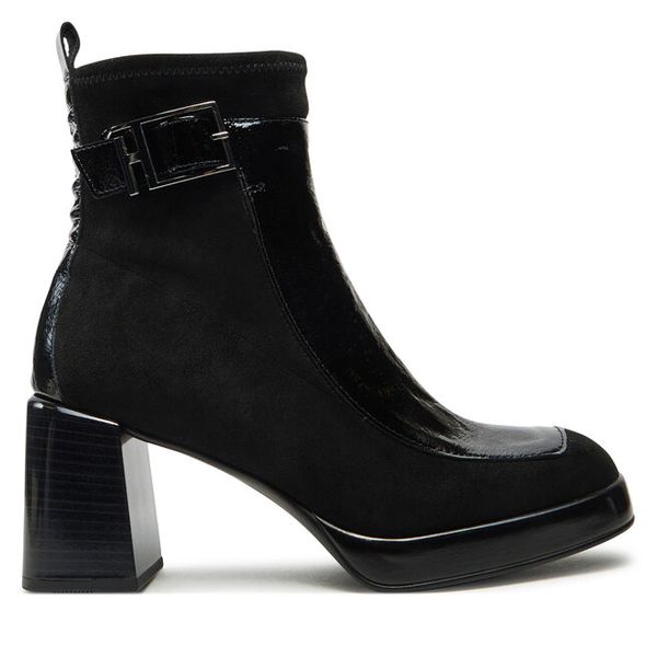 Botki Hispanitas. Czarne botki damskie Hispanitas, bez obcasa, na słupku, bez zapięcia. Za 599.99 zł.