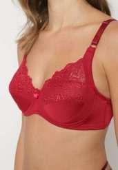 Bordowy Biustonosz o Kroju Full Cup z Koronką Alifedi. Czerwone komplety bielizny Renee, bez wzorów, z koronki. Za 24.99 zł.