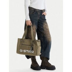 Torebka G-Star Raw. Brązowe shopper bag G-Star Raw, bez wzorów, bez dodatków. Za 199.99 zł.