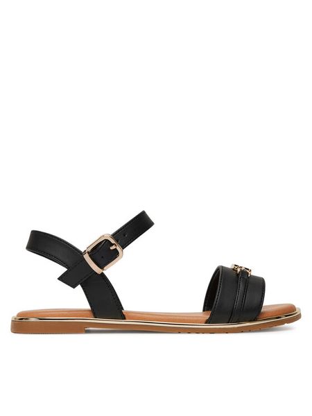 Tommy Hilfiger Sandały T3A2-33778-0326 S Czarny. Czarne sandały dziewczęce Tommy Hilfiger, ze skóry, bez obcasa, bez zapięcia. Za 219.99 zł.