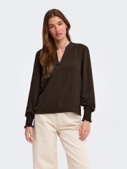 ONLY Bluzka w kolorze brązowym rozmiar: L. Brązowe bluzki damskie Only, l, bez wzorów, bez kołnierzyka, bez ramiączek. Za 129.95 zł.