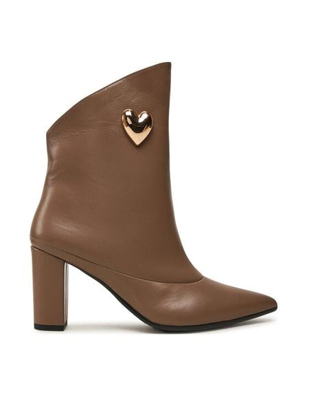 Baldowski Botki D04944-3907-003 Brązowy. Brązowe botki damskie Baldowski, ze skóry, bez obcasa, na słupku, bez zapięcia. Za 579.99 zł.