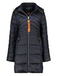Geographical Norway Płaszcz pikowany w kolorze granatowym rozmiar: S. Niebieskie płaszcze damskie Geographical Norway, s, bez wzorów, bez kaptura. Za 241.56 zł.