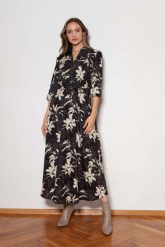 Długa Sukienka Odcinana w Pasie - Wzór 2. Czerwone sukienki damskie Lanti, bez wzorów, z materiału, wizytowe, bez ramiączek. Za 349.90 zł.