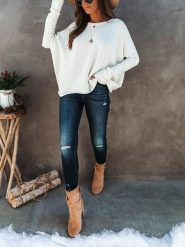 Milan Kiss Sweter w kolorze kremowym rozmiar: L. Brązowe swetry klasyczne damskie Milan Kiss, l, bez kołnierzyka. Za 162.49 zł.