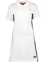 Geographical Norway Sukienka polo "Kolivia" w kolorze białym rozmiar: XL. Białe sukienki damskie Geographical Norway, bez wzorów, z bawełny, bez ramiączek. Za 61.60 zł.