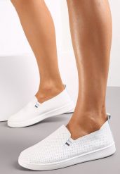 Biało-Szare Wsuwane Tenisówki z Perforacją Trishika. Białe obuwie sportowe damskie Renee, bez zapięcia, tenisowe. Za 44.99 zł.