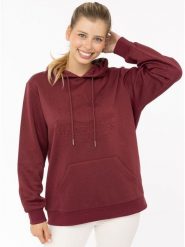 Zwillingsherz Bluza "Happiness Vibes" w kolorze bordowym rozmiar: L/XL. Czerwone bluzy damskie Zwillingsherz, l, bez wzorów, z kapturem. Za 174.43 zł.