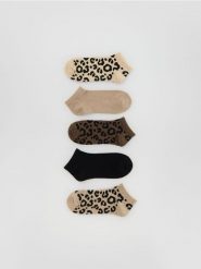Skarpetki stopki 5 pack - brązowy. Brązowe skarpetki damskie Reserved, bez wzorów. Za 49.99 zł.