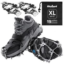 Raczki z kolcami nakładki na buty turystyczne. Szare obuwie trekkingowe damskie REBEL ACTIVE, z materiału, bez zapięcia. Za 59.00 zł.