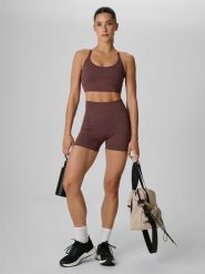 4F Legginsy krótkie treningowe bezszwowe damskie - brązowe M/L. Brązowe legginsy damskie 4F, l, bez wzorów, z podwyższonym stanem, na fitness i siłownię. Za 119.99 zł.