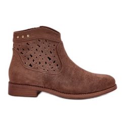 Ażurowe Botki Damskie Na Płaskim Obcasie S.Barski HY51-113 Brązowe. Brązowe botki damskie eleganckie, bez obcasa, na płaskiej podeszwie, bez zapięcia. Za 231.08 zł.