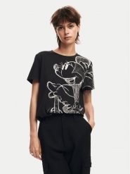 Desigual T-Shirt Mickey Drawing 24WWTKA1 Czarny Regular Fit. Czarne t-shirty damskie Desigual, s, bez wzorów, z bawełny, bez kołnierzyka. Za 129.99 zł.
