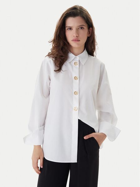 KARL LAGERFELD Koszula B1W11012 Biały Regular Fit. Białe koszule damskie KARL LAGERFELD, bez wzorów, z bawełny, biznesowe, bez kołnierzyka, bez ramiączek. Za 576.99 zł.