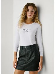 Pepe Jeans Koszulka "New Virginia" w kolorze białym rozmiar: XS. Białe koszulki damskie Pepe Jeans, xs, bez wzorów, z jeansu, bez kołnierzyka, bez ramiączek. Za 131.12 zł.