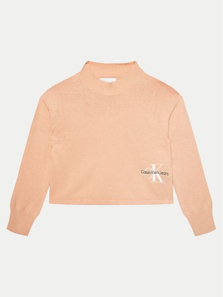 Calvin Klein Jeans Sweter Monogram IG0IG02548 Różowy Regular Fit. Czerwone swetry dziewczęce Calvin Klein Jeans, bez wzorów, z bawełny, bez kołnierzyka, bez ramiączek. Za 199.99 zł.