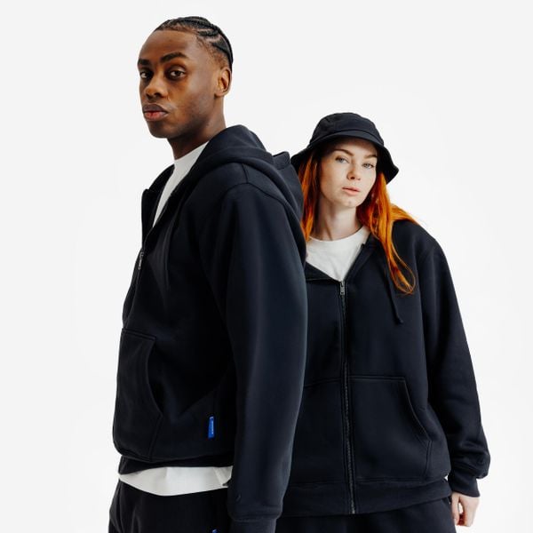 Bluza na suwak unisex Elementals. Czarne bluzy damskie Decathlon, l, bez wzorów, z bawełny, z kapturem. W wyprzedaży za 129.99 zł.