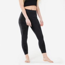 Legginsy Do Jogi Dynamicznej 7/8 Bezszwowe Czarne. Czarne legginsy damskie KIMJALY, xl, bez wzorów, z elastanu, na jogę i pilates. W wyprzedaży za 49.99 zł.
