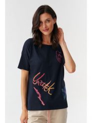 TATUUM Koszulka w kolorze czarnym rozmiar: S. Niebieskie bluzki damskie TATUUM, s, bez wzorów, z bawełny, bez kołnierzyka, bez ramiączek. Za 67.95 zł.