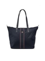 Tommy Hilfiger Torebka Poppy Tote Corp AW0AW17205 Granatowy. Niebieskie torebki klasyczne damskie Tommy Hilfiger, z materiału, bez dodatków. Za 249.99 zł.
