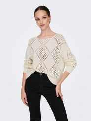 ONLY Sweter w kolorze kremowym rozmiar: XL. Brązowe swetry klasyczne damskie Only, xl, bez kołnierzyka. Za 87.81 zł.