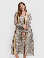 Vero Moda Curve Sukienka codzienna Nora 10251640 Beżowy Loose Fit. Brązowe sukienki damskie Vero Moda Curve, bez wzorów, z syntetyku, bez ramiączek. Za 259.99 zł.