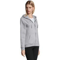 Damska Bluza Z Kapturem Spike Heather Z Pełnym Zamkiem Błyskawicznym. Szare bluzy damskie SOL'S, l, bez wzorów, z bawełny, z kapturem. Za 191.99 zł.
