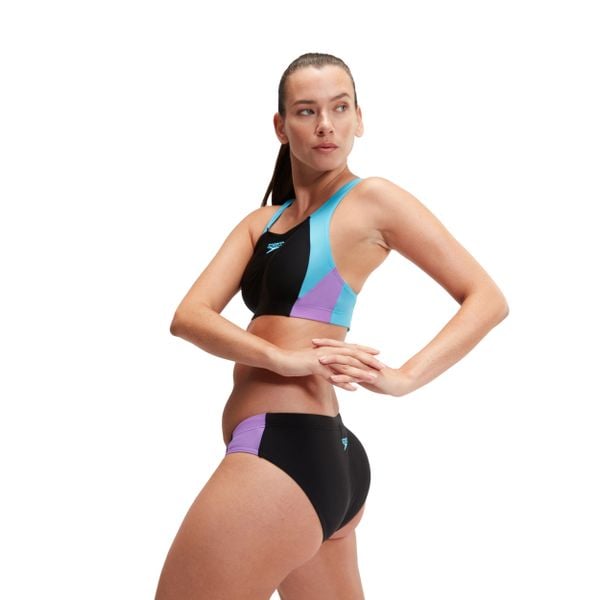 Strój kąpielowy dwuczęściowy damski Speedo Colourblock. Czarne bikini Speedo, bez wzorów. Za 251.71 zł.