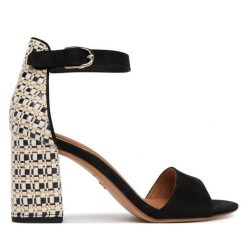 Sandały Tamaris. Czarne sandały damskie Tamaris, bez wzorów, bez obcasa, na słupku, bez zapięcia. Za 329.99 zł.