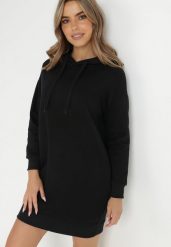 Czarna Bluza Długa z Kapturem Akare. Czarne bluzy damskie Born2be, m, bez wzorów, z polaru, z kapturem. Za 74.99 zł.