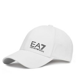 Czapka z daszkiem EA7 Emporio Armani. Białe czapki z daszkiem damskie EA7 Emporio Armani, bez wzorów. Za 169.99 zł.