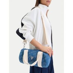 Torebka Guess Jeans. Niebieskie torebki klasyczne damskie Guess Jeans, z jeansu, bez dodatków. Za 229.99 zł.