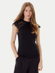 Morgan Bluzka 252-DODO Czarny Slim Fit. Czarne bluzki damskie Morgan, s, bez wzorów, z wiskozy, bez kołnierzyka, bez ramiączek. Za 139.99 zł.