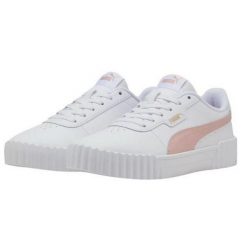 Trampki Damskie Skóra Carina 3.0. Białe trampki damskie Puma, bez wzorów, ze skóry, bez zapięcia. Za 333.99 zł.